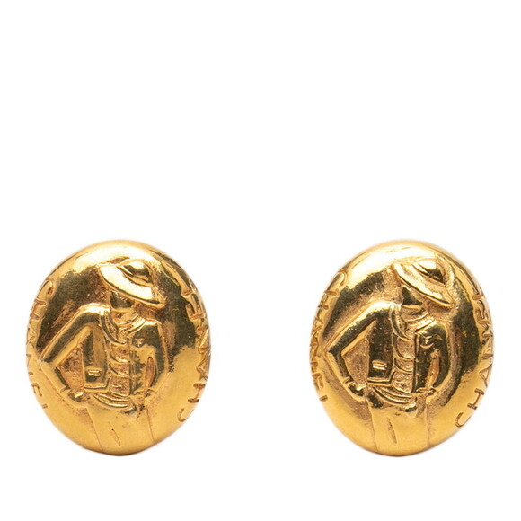Vintage Chanel Mademoiselle Earrings Gold Plated Women's CHANEL